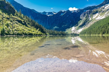 Reflection on Avalanche Lake, Glacier National Park, Montanaの写真素材