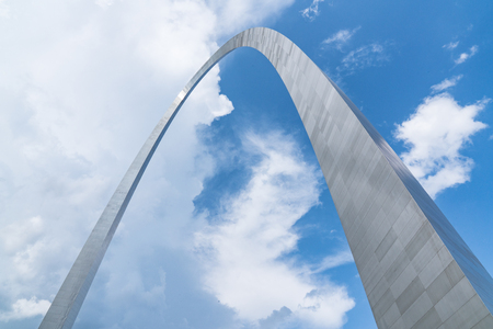 St Louis Gateway Arch in Missouri against a blue skyのeditorial素材