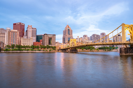PITTSBURGH, PA - JUNE 16, 2018: Pittsburgh, Pennsylvania skyline  along the Allegheny river from North Shore Riverfront Parkのeditorial素材