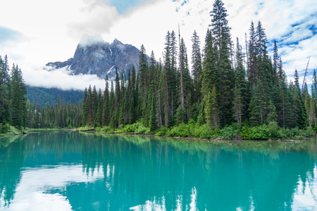 Emerald Lake in Yoho National Park, British Columbia, Canadaの写真素材