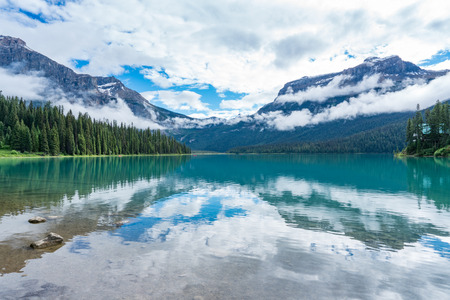 Emerald Lake in Yoho National Park, British Columbia, Canadaの写真素材