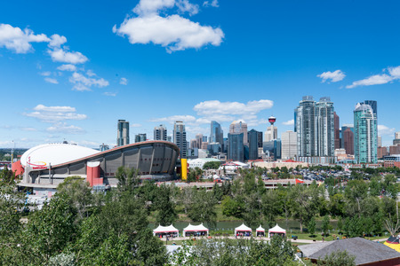 CALGARY, CANADA - JULY 6, 2018:  Skyline of the city Calgary, Alberta, Canadaのeditorial素材