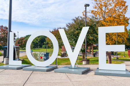 Clear Brook, VA - November 1, 2018: LOVE sculpture at the Clear Brook Virginia Welcome Centerの写真素材
