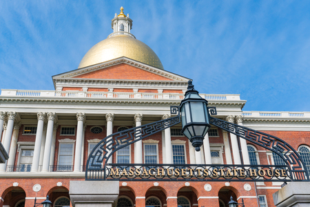 Facade of the Massachusetts State Capital building in Boston Massachusettsの写真素材