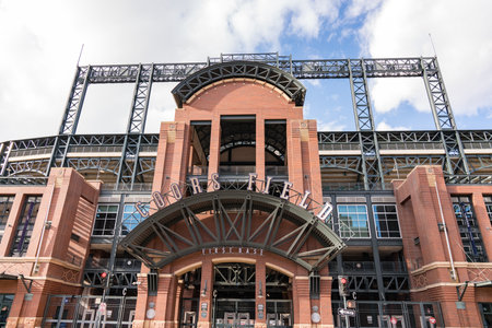 Denver, CO - November 21, 2020: First base entrance of Coors Field, home of the Colorado Rockies Major League Baseball Teamのeditorial素材