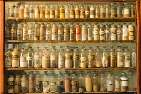 Fairplay, CO - July 10, 2021: Old general store stocked with vintage medicines in the South Park City Museumのeditorial素材
