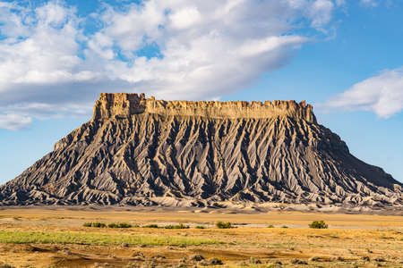 Factory Butte in the Caineville Badlands of Utahの写真素材