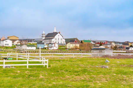 Town of Bonavista, Newfoundland, Canada with church in the background