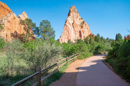 Beautiful rock formations in Garden of the Gods Park in Colorado Springs, Coloradoの写真素材