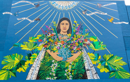 Anchorage, AK - September 4, 2022: The Hope Wall Mural is a project initiated by Artist Steve Gordon, who created the outline of the mural, which was then painted by community membersのeditorial素材