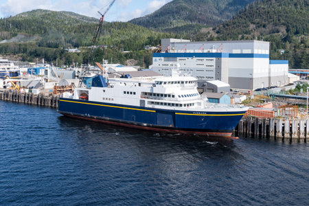 Ketchikan, AK - September 9, 2022: The ship MV Hubbard docked in Ketchikan, Alaska.  The Hubbard is...