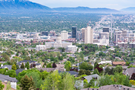 Salt Lake City, UT - May 23, 2023: City Skyline and Capitol Building of Salt Lake City, Utahのeditorial素材