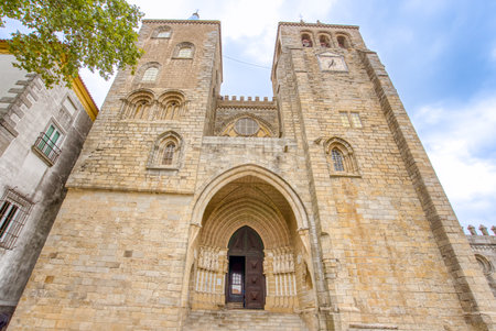 Exterior facade of Ervora Cathedral in Evora, Portugal.  The cathedral was declared a UNESCO World Heritage site in 1988.の写真素材
