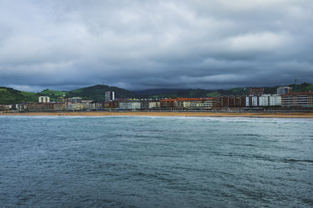 View of the resort village in Spain from the Atlantic Ocean.
