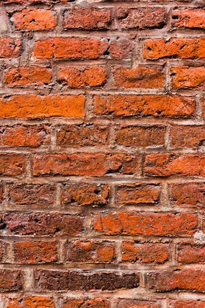 07/03-18, MÃ¶lndal, Sweden. Old rustic red brick wall full of texture and character.の写真素材