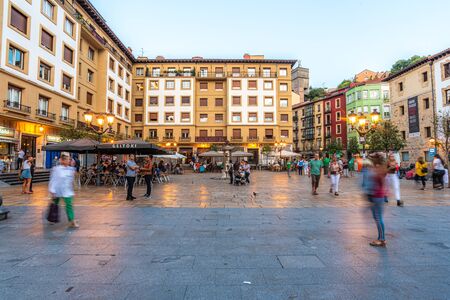 Bilbao, Spain - September 16, 2019. Evening at the Miguel Unamuno Plaza.のeditorial素材