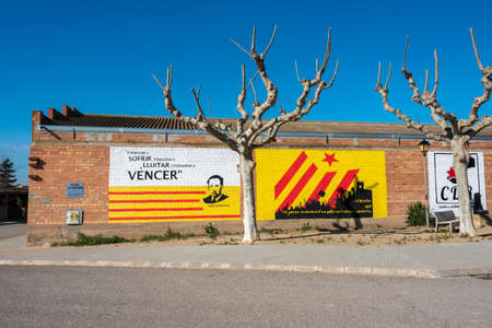 February 19, 2020 - Preixana. Graffiti promoting the separatism movement in Catalonia.
