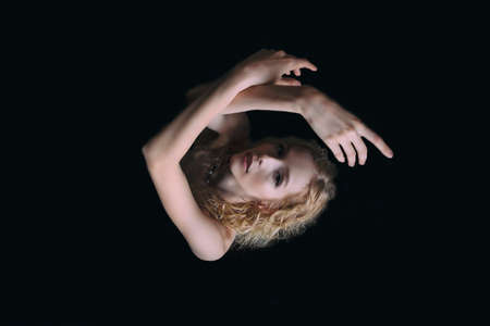 emotionality and sensuality of gestures of female fingers and handsの写真素材