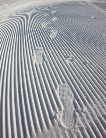 Foot Trail in snowの写真素材