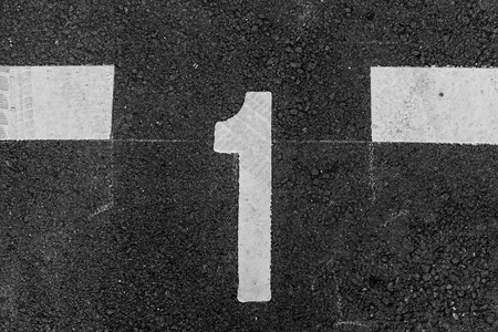 The Number 1 Printed On The Road
