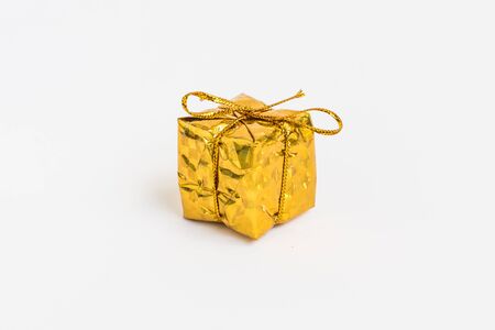 Yellow Gift Box on White Backgroundの写真素材