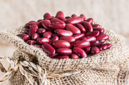 red kidney bean in gunny bagの写真素材