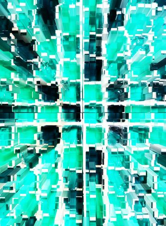 abstract green mosaic dimension zoom backgroundの写真素材