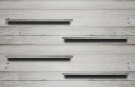 Wall of Wood texture background with shelfの写真素材