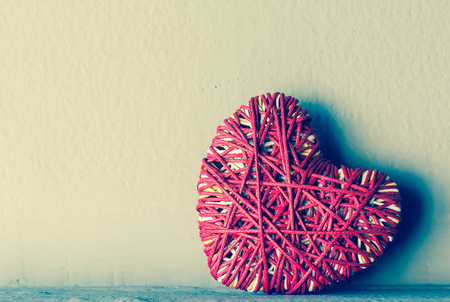 Red heart yarn , vintage toneの写真素材