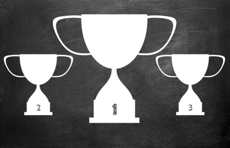 Ttrophy  write on chalkboard backgroundの写真素材