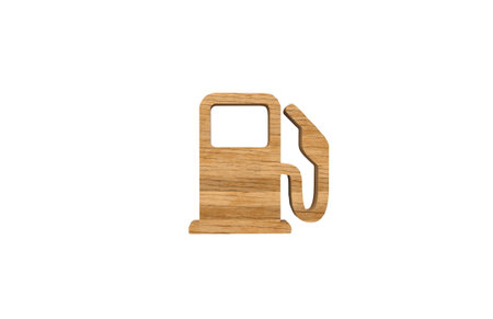 Wooden Fuel Pump Sign on white backgroundの写真素材