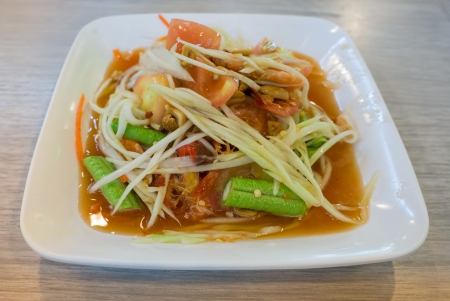 Somtum is Thai style of salad that make of papaya and another fresh ingredientの写真素材