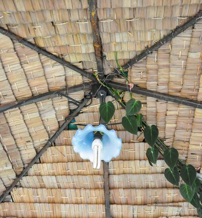 The hand made roof make of natural product such as wood and nipa palm leafの写真素材