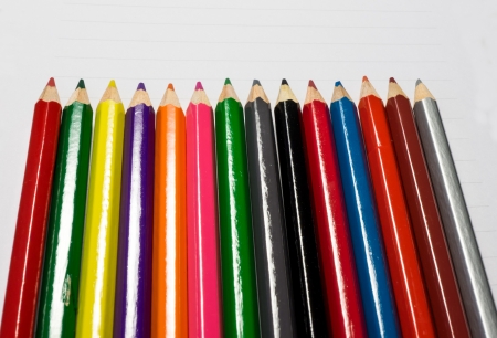Background style picture of rainbow pencil on white screenの写真素材