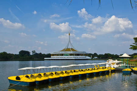 Relaxation and modern building in public park at Rama9 Park Bangkok Thailandのeditorial素材
