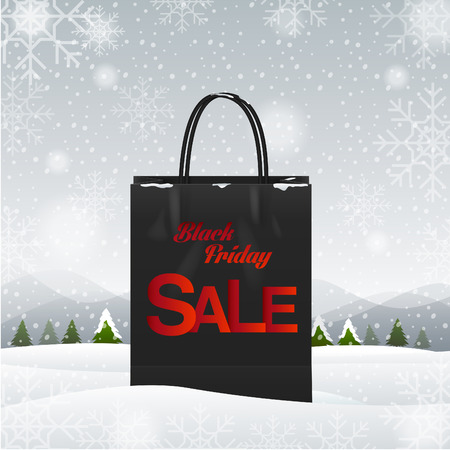 shopping bag, Black friday, winter background,Illustrationのイラスト素材