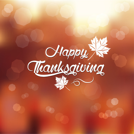 typography Happy Thanksgiving ,autumn blur backgroundのイラスト素材