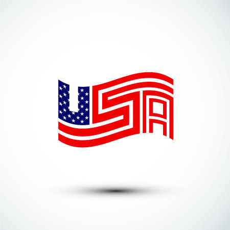 USA logo; America flag; sign & symbol; flat design; vector.のイラスト素材