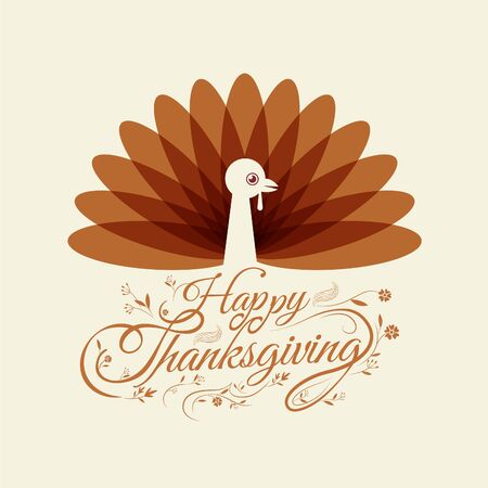 happy thanksgiving, Typographic,cartoon character.のイラスト素材