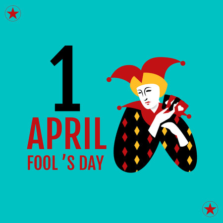 1, April fool's day, Typography, Colorful, vector illustration.のイラスト素材