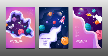 set of banner templates. universe. space. space galaxy, design. vector illustration のイラスト素材