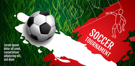 Template Sport Layout Design Flat Design single line Graphic Illustration Football Soccer, Vector Illustration.のイラスト素材