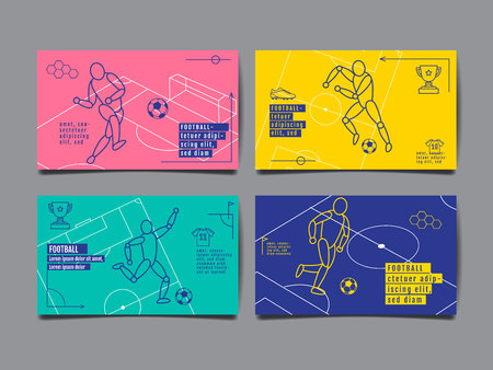 Template Sport Layout Design Flat Design single line Graphic Illustration, Football Vector Illustration.のイラスト素材