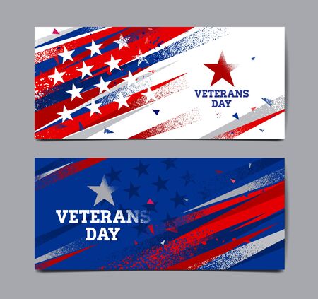 Veterans day background, USA  flag , Vector abstract grunge, Template Banner.のイラスト素材