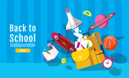 back to school, Book Inspiration, Online Learning, study from home, flat design vectorのイラスト素材