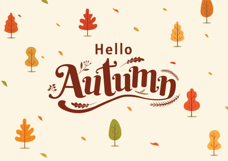 Hello Autumn, Thanksgiving day, fall, Typography, Calligraphy design, vector illustration