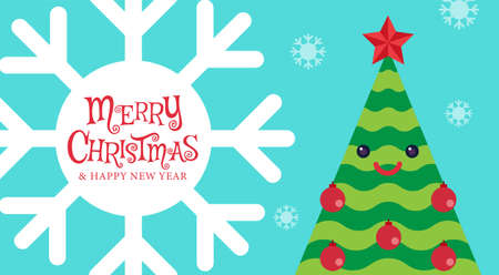 Merry Christmas and Happy new year, cartoon characterのイラスト素材