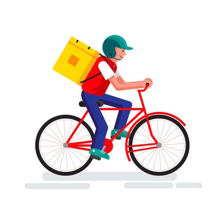 Online delivery service concept, Warehouse,  bicycleのイラスト素材