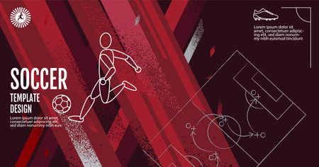 Soccer Layout template design, football, red magenta tone, sport backgroundのイラスト素材