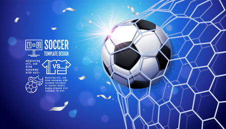 Soccer Template design , Football banner, Sport layout design, Blue Theme, vector illustrationのイラスト素材